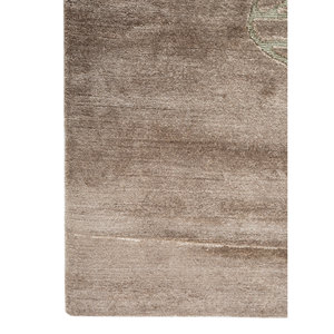 พรมไหมไผ่ถักมือลายดอกอาซาเลียสีเบจน้ำตาล รุ่น Aibz-1036 สำหรับบ้าน ห้องนั่งเล่น ทางเดิน วัยรุ่น ขนยาว 10 มม. - Product Image 4