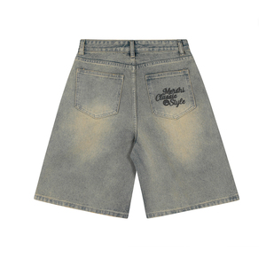 กางเกงยีนส์ขาสั้นเอวกลางตรงสำหรับผู้ชายกางเกงหลวมซักได้ตามต้องการสำหรับฤดูร้อน - Product Image 2