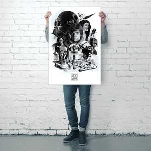 Affiche sur toile de style moderne pour le 40e anniversaire de Star Wars, montage pour décoration murale - Product Image 4