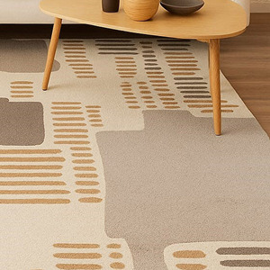 Tùy Chỉnh Handmade Len Thảm Trừu Tượng Hiện Đại Màu Vàng Màu Xám Màu Be Hình Học Khu Vực Thảm Cho Phòng Khách Bán Buôn - Product Image 6