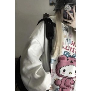 Anime Hello Kitty Bear gattino felpa bianca Unisex con cappuccio