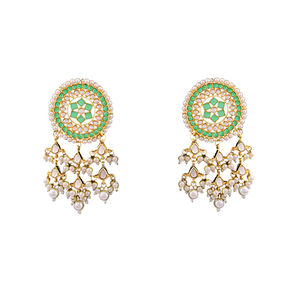 Pendientes de Araña con Cuentas Doradas, Base de Metal Resistente, Diseñados para Bodas y Fiestas, Joyería para Mujer - Product Image 1