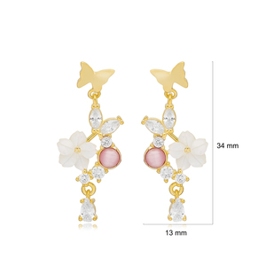 Collection d'été : Boucles d'oreilles longues à motif papillon, pierre marquise, fabrication artisanale turque, vente en gros, bijoux en argent sterling 925 - Product Image 3