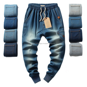 100% Export Oriented OEM Cotton Stretch Elastic Waist Breathable Customized Denim <b>Jeans</b> <b>Joggers</b> Pants for Men From Bangladesh - Product Image 3