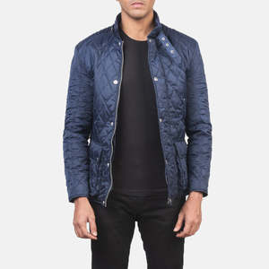 Manteau matelassé bleu Barry, style décontracté, réversible, imperméable, fermeture éclair, taille XS, tissu en cuir, type de fourniture ODM - Product Image 1