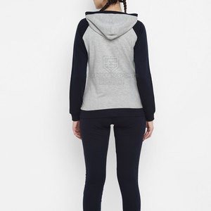 100% coton hiver solide femmes survêtements Logo personnalisé conception léger 2 pièces Long ensemble pour adultes - Product Image 2