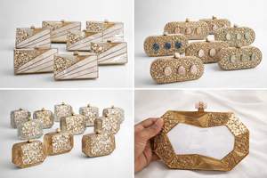 Exclusive Handmade Stylish Designer <b>Bridal</b> Brass MOP Clutches | Craftstages International Magnetic Closure Synthetic Evening - Product Image 3