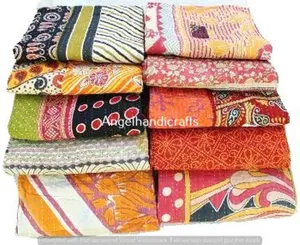 Colcha Reversible de algodón indio, colcha acolchada hecha a mano, colcha Vintage de kanta antigua, manta de decoración, colcha de retales Bangali Gudari