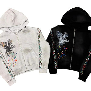 เสื้อมีฮู้ดถักผ้าฝ้าย100% แบบมีซิปรูดสำหรับผู้ชายเสื้อฮู้ดผ้าฝ้ายถักแบบมีซิปรูดดีไซน์สำหรับผู้ชาย1 - Product Image 3