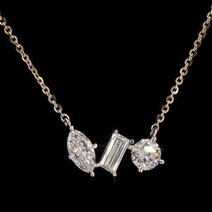 Collier élégant de 1.46 ct en forme mixte avec diamants cultivés en laboratoire Pendentif léger en or jaune 14 carats Bijoux fins Usage quotidien - Product Image 4