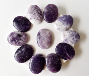 Wholesale Lepidolite Crystal <b>Worry</b> Stones Natural Agate Polished Thumb <b>stone</b> For Meditation Decoration - Product Image 2