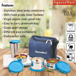 Ensemble de boîtes à lunch en acier inoxydable de bonne qualité, 4 pièces, avec sac isotherme pour l'école, le bureau, les pique-niques, disponible pour la livraison mondiale - Product Image 4