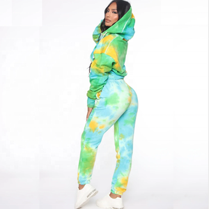 Chándales deportivos de nuevo diseño para mujer Dip Dye Tie Dye Heavy Fleece Cotton Sweat para trabajo al aire libre Yoga Gym Wear - Product Image 2