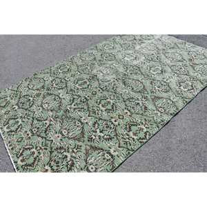 Alfombra de área grande turca Vintage clásica verde marrón 5,8x9,5 pies de látex de lana de retazos para adolescentes alfombra Rectangular para habitación de pasillo - Product Image 2