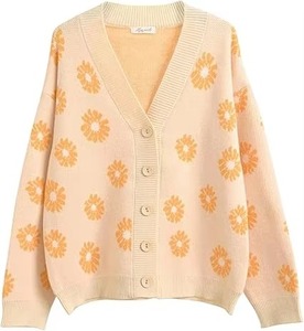 Cárdigans de Punto Casuales para Mujer, al por Mayor, Transpirables, 100% Algodón, Estampado Animal, Estilo Urbano, para Invierno - Product Image 5