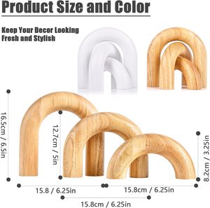 Thiết lập của 3 vòm bằng gỗ trang trí đối tượng thẩm mỹ kệ và Bàn cà phê trang trí trung tính kệ sách điểm nhấn japandi phong cách hiện đại - Product Image 2