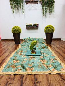 Beautiful Premium <b>Organza</b> <b>Silk</b> Fabric Digital Printed Saree and Banglori <b>Silk</b> Blouse for Beach and Casual Wear - Product Image 2