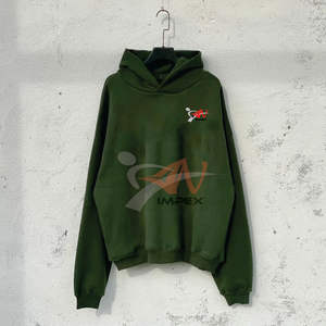 Sweatshirts pull-over surdimensionnés unisexes avec capuche découpée pour l'hiver Nouvelle méthode d'impression numérique à la mode avec logo personnalisé - Product Image 2