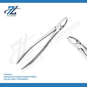 Fórceps de extracción Fig 20 terceros molares inferiores Fórceps de extracción Premium Patrón inglés Juego dental Instrumentos quirúrgicos Pakistán - Product Image 2