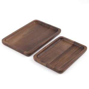 Plateau et assiette rectangulaires en bois de qualité supérieure pour servir le dessert, le café, le thé, plateau en bois de noyer - Product Image 1