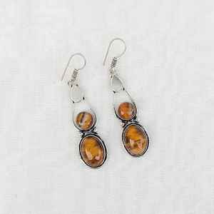 Tigers Eye Multi-Stone <b>Earrings</b> 925 Silver Plated Handmade Gemstone Dangle <b>Earrings</b> Boho Jewelry Gift for Her <b>Holiday</b> - Product Image 3