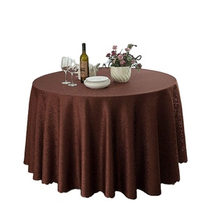 Nappe tissée en polyester brodé noir rond de 120 pouces pour décorations de mariage et de Noël - Product Image 1