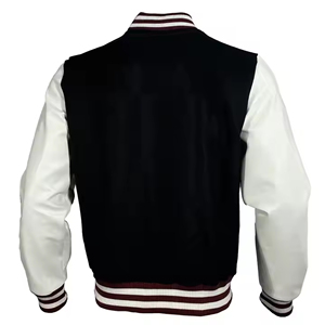 Veste de baseball à manches en cuir personnalisée OEM grande taille chaîne chenille broderie Vintage CollegeBaseballjacket pour hommes - Product Image 6