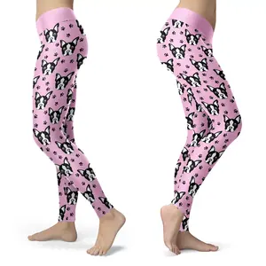 Leggings de yoga pour femmes, coupe ajustée, design personnalisé, taille haute, effet push-up, logo, spandex/nylon, longueur intégrale - Product Image 4