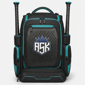 Bolsa de equipo de béisbol personalizada con tela resistente, compartimentos espaciosos, correas ajustables y diseños personalizados del equipo. - Product Image 1