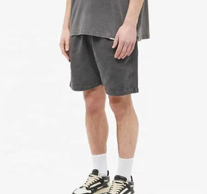 กางเกงขาสั้นผ้าฝ้ายหนาสำหรับผู้ชายกางเกงขาสั้นผู้ชายแห้งเร็วระบายอากาศได้ดีสไตล์สตรีทสูงปานกลางดีไซน์แบบซีดจางโลโก้ตามสั่ง - Product Image 4