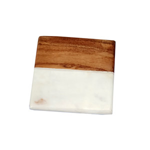 Le sous-verre carré le plus vendu en bois et en marbre blanc pour la maison et les hôtels - Product Image 5