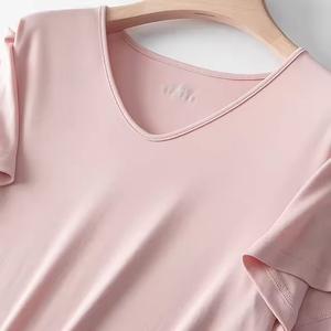 Camiseta de Bambú Premium para Mujer, Delgada, Transpirable, Ecológica, Personalizable, Lisa, de Cuello Redondo, de Manga Corta, Informal, para Verano, de Secado Rápido - Product Image 5