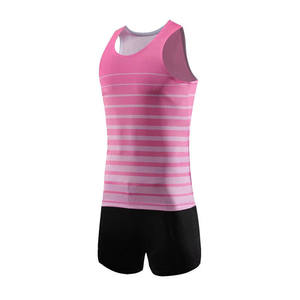 Venta al por mayor de fábrica de secado rápido para correr jóvenes diseño atletas sin mangas tanque Unisex Top Track uniforme camiseta chándal corto - Product Image 1