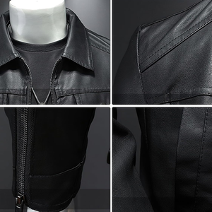 Chaqueta de cuero de imitación para hombres Chaquetas de carreras de bicicletas de motor Ropa de moda Tallas grandes Ropa para niños - Product Image 3