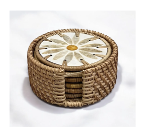 Handwoven Rattan Coasters Drink Mats Tabletop Protection Supplies - Product Image 1