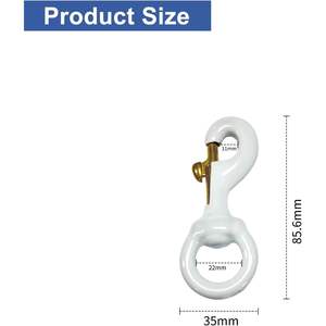 Topflags 2 Pack 3.5 Inch Metal Swivel <b>Hooks</b> White Rubber Coated Flag <b>Clips</b> for Outdoor Pet and Flagpole Rope - Product Image 4