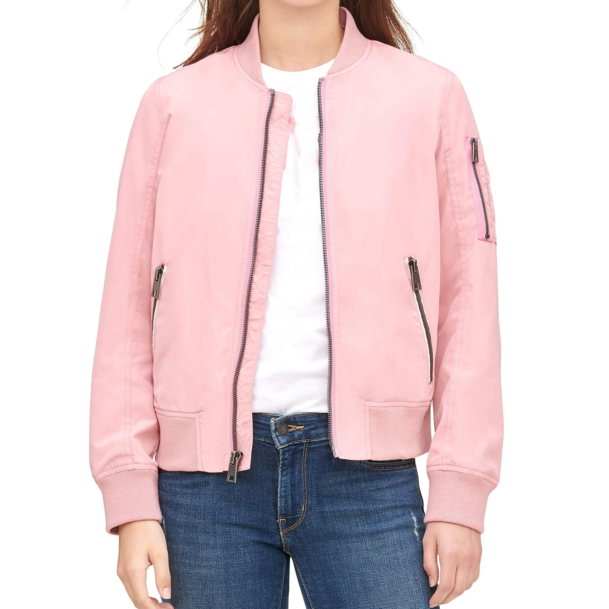 Veste pour femmes de qualité supérieure personnalisée 100% blousons bombardier en satin de polyester blouson coupe-vent unisexe