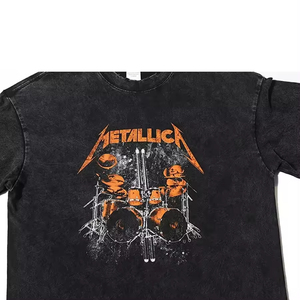 เสื้อยืดวินเทจสำหรับผู้ชายพิมพ์ลายหน้าจอ100% GSM 250เสื้อถักซักหินโลโก้ตามสั่ง - Product Image 6