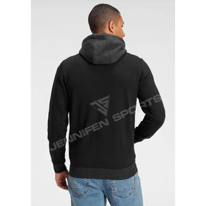 Sweat à capuche zippé surdimensionné en coton pour homme, coupe carrée, imprimé numérique, teint uni, épais, style streetwear d'hiver, grandes tailles - Product Image 6