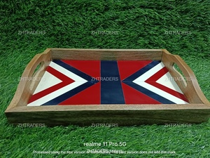 Bandeja de servicio de hueso con incrustaciones de madera y resina hecha a mano Majestic Bloom, vajilla decorativa de lujo para el hogar, el hotel y los espacios de comedor - Product Image 2