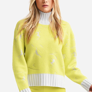 Suéter de mujer bordado personalizado 2025, ropa fina de cuello completo para exteriores para otoño e invierno con logotipo frontal - Product Image 1