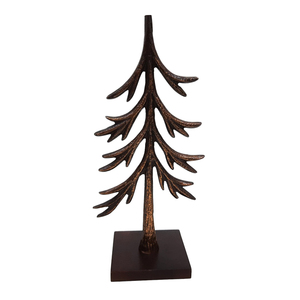 Juego de 3 árboles de Navidad de aluminio y madera con base cuadrada de madera de color dorado para Navidad y decoración del hogar - Product Image 2
