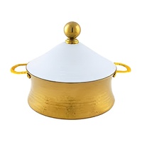 Plat de service isotherme artisanal en acier inoxydable de 24 cm, design émaillé, écologique, pour fêtes et buffets