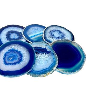 Best Selling Carved Blue Agate <b>Coaster</b> Natural Semi-Precious Stone Craft for Home Decor Feng Shui Souvenir with <b>Crystal</b> Gemstone - Product Image 1