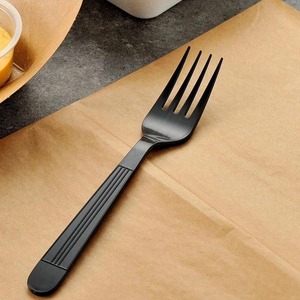 Biocean 7 pouces Fourchette jetable en plastique noir biodégradable écologique robuste - 1000/boîte - Product Image 3