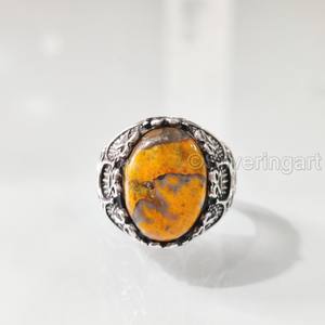 Anillo para hombre al por mayor, anillo de piedra preciosa de jaspe de abejorro Natural, anillo de todos los tamaños, joyería oriental árabe, anillo de Plata de Ley 925 - Product Image 4