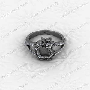 Anillo de Plata de Ley 925 con Logotipo de Apple, Engaste de Bisel, Circonita Cúbica Genuina, Semi-Montura, Joyería de Resina con Cenizas de Leche Materna, Fabricantes - Product Image 4