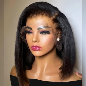 Vente en gros Perruques droites courtes Bob Perruques <span class=keywords><strong>Cheveux</strong></span> Humains Full Hd Lace Front Perruques <span class=keywords><strong>Cheveux</strong></span> Humains Coupe Pixie Perruques Sans colle pour les femmes noires - Product Image 1