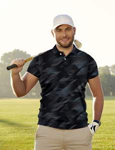 T-shirts polos pour hommes en polyester vierge à séchage rapide vente en gros T-shirts Glof avec impression par sublimation de logo personnalisé pour hommes - Product Image 4