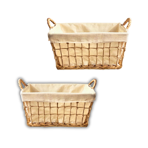 Panier de rangement rectangulaire en jacinthe d'eau tressée Panier à linge en jacinthe d'eau Artisanat du Vietnam - Product Image 1